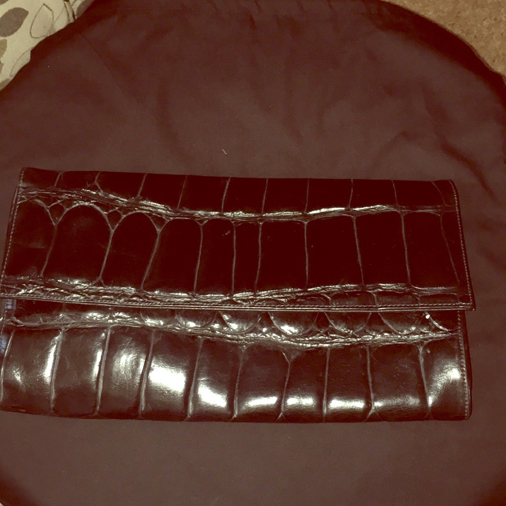 Black leather clutch made in Italy